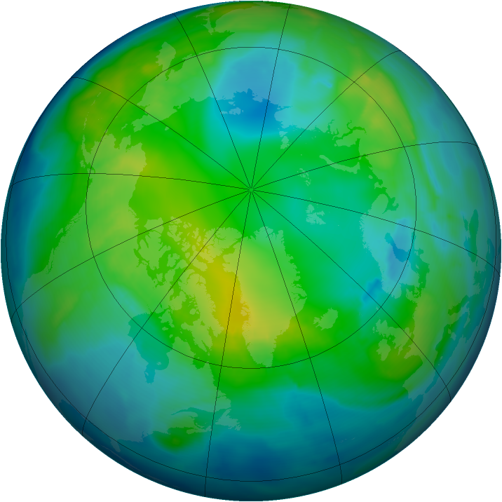 Arctic ozone map for 09 November 2010